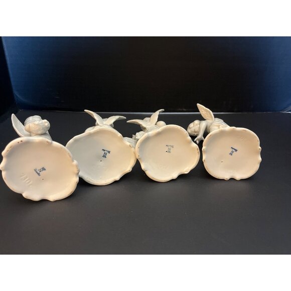 Dresden Porcelain Set Of 4 White  Cherub Figurines Angelic Decor Sculptures 5.5" - Picture 7 of 10